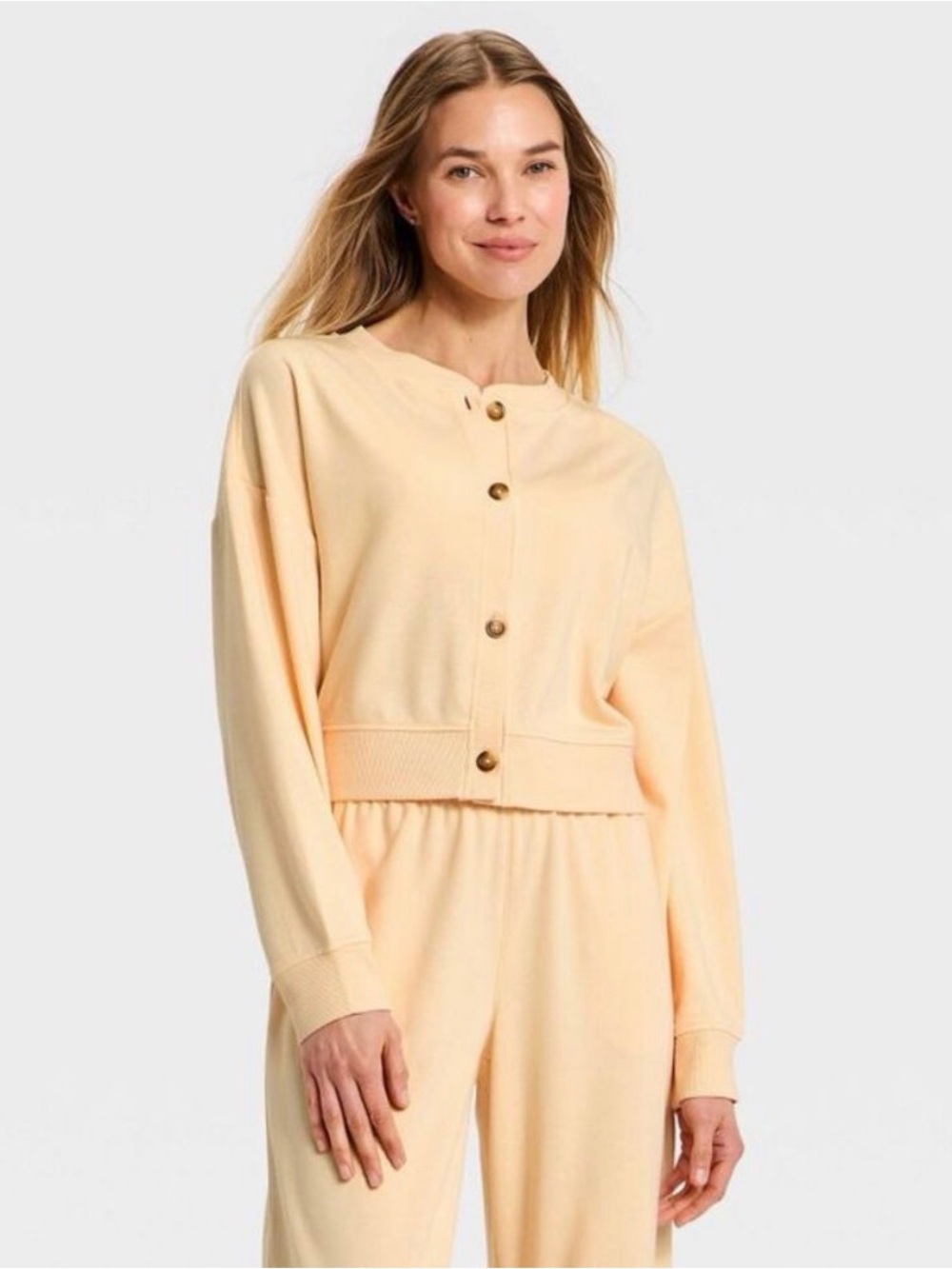 Auden Peach French Terry Cardigan NWOT Size S